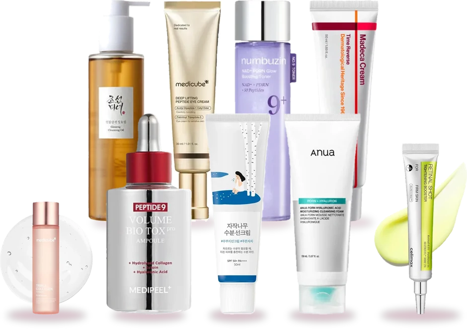 Τα προϊόντα του σετ: No.9+ NAD+ PDRN Glow Boosting Toner, Peptide 9 Volume Bio Tox Pro Ampoule, Deep Lifting Peptide Eye Cream For Face, Madeca Cream Time Reverse Season 7, Birch Juice Moisturizing Sun Cream SPF50+ PA++++, Ginseng Cleansing Oil, PDRN Hyaluronic Acid Moisturizing Cleansing Foam, Triple Collagen Toner 4.0, Retinal Shot Tightening Booster