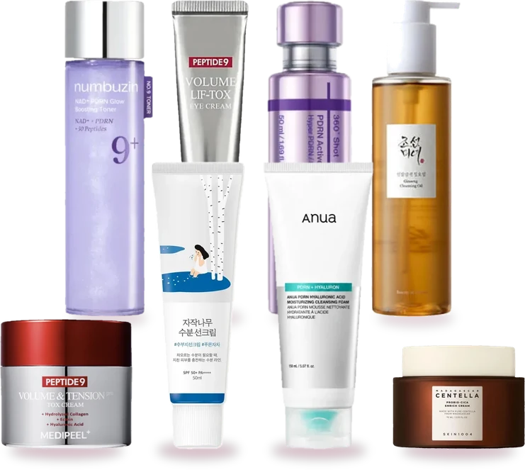 Τα προϊόντα του σετ: No.9+ NAD+ PDRN Glow Boosting Toner, 360 Shot PDRN Active Serum, Peptide 9 Volume Lif-Tox Eye Cream, Madagascar Centella Probio-Cica Enrich Cream, Birch Juice Moisturizing Sun Cream SPF50+ PA++++, Ginseng Cleansing Oil, PDRN Hyaluronic Acid Moisturizing Cleansing Foam, Peptide 9 Volume and Tension Tox Cream Pro