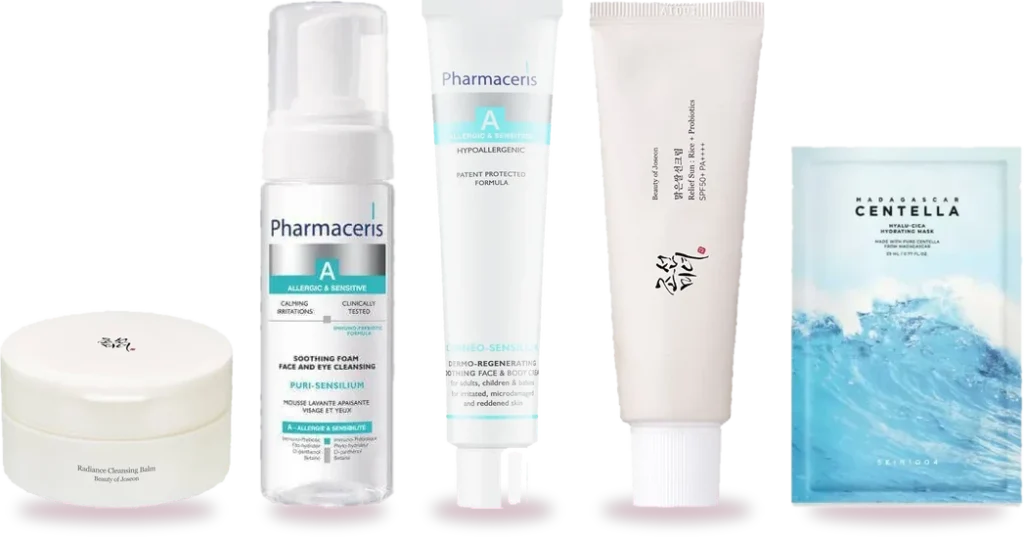Τα προϊόντα του σετ: Hyaluro-Sensilium, Relief Sun Rice + Probiotics SPF50+, Radiance Cleansing Balm, Puri-Sensilium Soothing Cleansing Foam, Madagascar Centella Hyalu-Cica Hydrating Mask