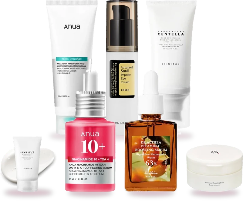 Τα προϊόντα του σετ: Vitamin C Boosting Serum, Madagascar Centella Tone Brightening Tone-Up Sunscreen SPF50+ PA++++, Radiance Cleansing Balm, PDRN Hyaluronic Acid Moisturizing Cleansing Foam, Niacinamide 10% + Tranexamic Acid 4% Serum, Madagascar Centella Tone Brightening Capsule Cream, Advanced Snail Peptide Eye Cream