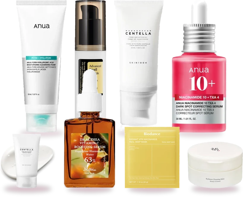 Τα προϊόντα του σετ: Vitamin C Boosting Serum, Madagascar Centella Tone Brightening Tone-Up Sunscreen SPF50+ PA++++, Radiance Cleansing Balm, PDRN Hyaluronic Acid Moisturizing Cleansing Foam, Niacinamide 10% + Tranexamic Acid 4% Serum, Madagascar Centella Tone Brightening Capsule Cream, Advanced Snail Peptide Eye Cream, Radiant Vita Niacinamide Real Deep Mask